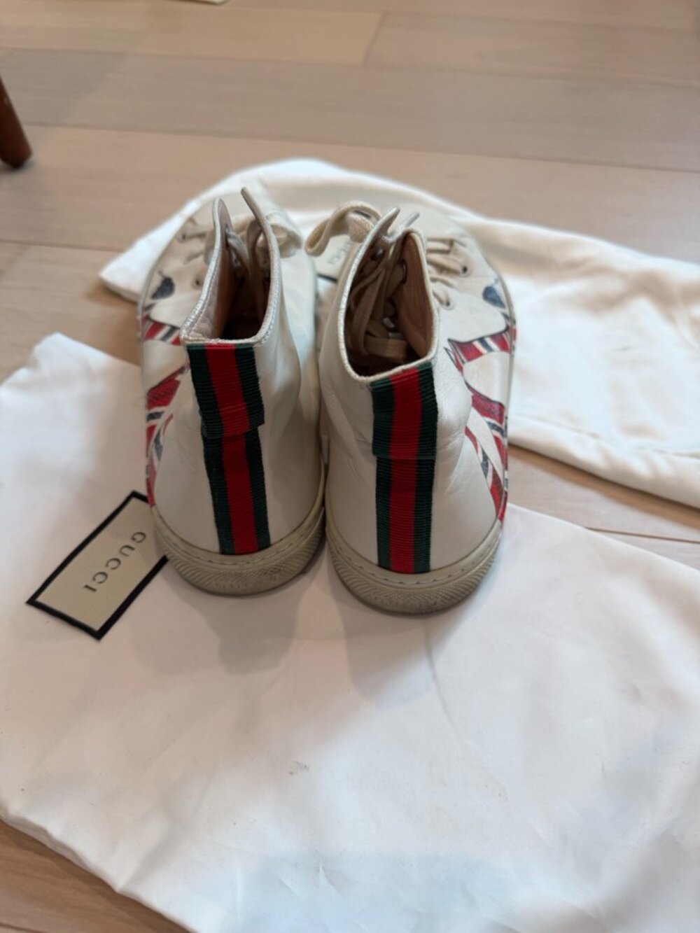 Gucci Major Kingsnake High Top Sneakers White Leather Men's Size 8 (US 8.5) Ital - Picture 6 of 10